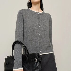 MEILLEUR MOMENT Pure Cashmere Contrast Binding Sweater Size 6